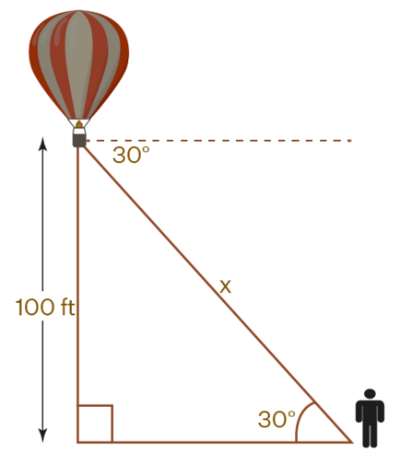 find angle of distance ballon